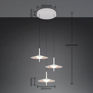 Trio Lighting LED závesné svietidlo Amalo, matná biela, Ø 67 cm, kov, 3-pl., Biela / opálová, Obývacia izba / jedáleň, kov, Moderný, Závesné svietidlo