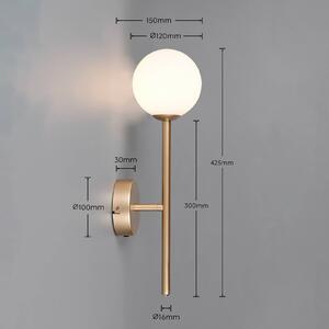 Trio Lighting Nástenné svetlo Firano, zlatá, výška 42 cm, kov, Mosadz / zlato, Obývacia izba / jedáleň, kov, Moderný, Nástenné svietidlo