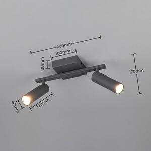 Trio Lighting Stropné bodové svetlo Dara, dĺžka 28 cm, antracitová farba, kov, 2-pl., Čierna, Obývacia izba / jedáleň, kov, Moderný, Stropné svetlo