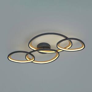 Trio Lighting Stropné LED svetlo Sivo, dĺžka 103 cm, matná čierna, kov,, Čierna, Obývacia izba / jedáleň, kov, Stropné svetlo