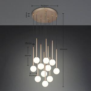 Trio Lighting Závesné svietidlo Firano, zlatá, Ø 66 cm, kov, 11-pl., Mosadz / zlato, Obývacia izba / jedáleň, kov, Moderný, Závesné svietidlo