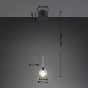 Trio Lighting LED závesné svietidlo Calista, chrómová farba, Ø 10 cm, kov/sklo,, Chrómová / strieborná, Obývacia izba / jedáleň, kov, Moderný, Závesné svietidlo