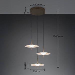 Trio Lighting LED závesné svietidlo Amalo, platinová farba, Ø 67 cm, kov, 3-pl., Hliník / sivá / zinok, Obývacia izba / jedáleň, kov, Moderný, Závesné svietidlo