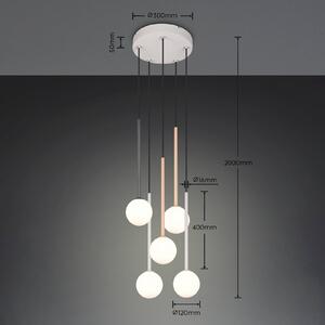 Trio Lighting Závesné svietidlo Firano, farebné, Ø 36 cm, kovové, 5-pl., Viacfarebné, Obývacia izba / jedáleň, kov, Moderný, Závesné svietidlo