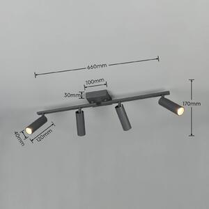 Trio Lighting Stropné bodové svetlo Dara, dĺžka 66 cm, antracitová farba, kov, 4-pl., Čierna, Obývacia izba / jedáleň, kov, Moderný, Stropné svetlo