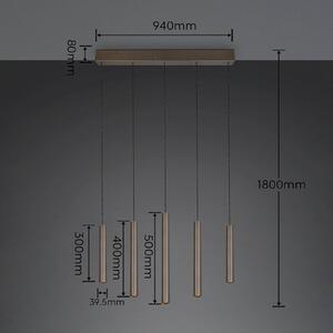 Trio Lighting LED závesné svietidlo Arimato, dĺžka 94 cm, platinovo sfarbený kov,, Hliník / sivá / zinok, Obývacia izba / jedáleň, kov, Moderný, Závesné svietidlo