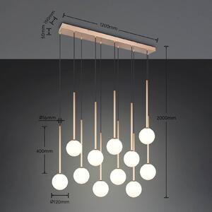 Trio Lighting Závesné svietidlo Firano, zlatá, dĺžka 129 cm, kov, 11-pl., Mosadz / zlato, Obývacia izba / jedáleň, kov, Moderný, Závesné svietidlo