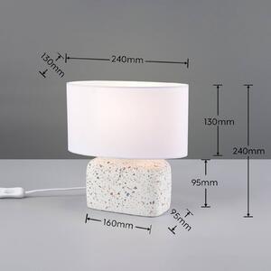Trio Lighting Stolová lampa Livare, výška 24 cm, biela/farebná, betón/látka, Viacfarebné, Obývacia izba / jedáleň, Betón, Stojacie svietidlo