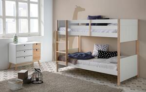 Biela poschodová detská posteľ z borovicového dreva 90x190 cm Kiara – Marckeric