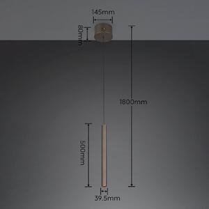 Trio Lighting LED závesné svietidlo Arimato, Ø 4 cm, platinová farba, kov,, Hliník / sivá / zinok, Obývacia izba / jedáleň, kov, Moderný, Závesné svietidlo