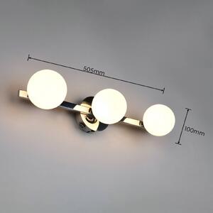 Trio Lighting Nástenné svetlo Alfio, šírka 50 cm, chróm, kov/sklo, IP44, 3-pl., Chrómová / strieborná, Kúpeľňa, kov, Moderný