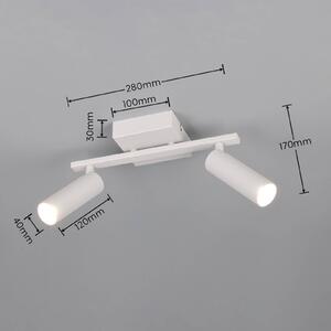 Trio Lighting Stropné bodové svetlo Dara, dĺžka 28 cm, sivý, kov, 2-pl., Hliník / sivá / zinok, Obývacia izba / jedáleň, kov, Moderný, Stropné svetlo