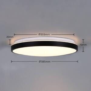 Trio Lighting Stropné LED svetlo Fena, matná čierna, Ø 38 cm, kov, IP44, Čierna, Kúpeľňa, kov, Moderný, Závesné svietidlo