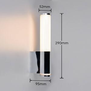 Trio Lighting LED nástenné svetlo Stefano, chrómová farba, výška 29 cm, kov, IP44, Chrómová / strieborná, Kúpeľňa, Plast, Moderný, Nástenné svietidlo