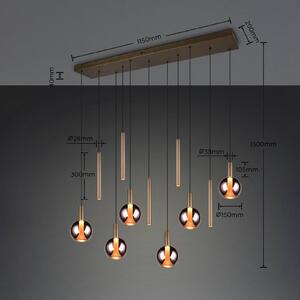 Trio Lighting LED závesné svietidlo Melaro, 120 cm, platinová, kov/sklo, 11-pl., Hliník / sivá / zinok, Obývacia izba / jedáleň, kov, Závesné svietidlo