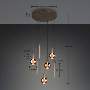 Trio Lighting LED závesné svietidlo Melaro, Ø 59 cm, platinová, kov/sklo, 7-pl., Hliník / sivá / zinok, Obývacia izba / jedáleň, kov, Závesné svietidlo