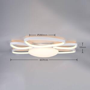 Trio Lighting Stropné LED svetlo Amelio, biele, 85 cm, diaľkové ovládanie, Biela / opálová, Obývacia izba / jedáleň, Plast, Moderný