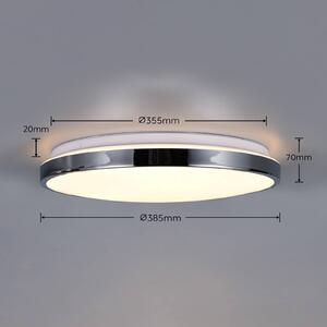 Trio Lighting Stropné LED svetlo Fena, chrómová farba, Ø 38 cm, kov, IP44, Chrómová / strieborná, Kúpeľňa, kov, Moderný, Závesné svietidlo