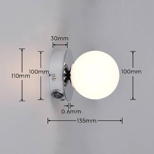 Trio Lighting Nástenné svetlo Alfio, Ø 11 cm, chrómová farba, kov/sklo, IP44, Chrómová / strieborná, Kúpeľňa, kov, Moderný