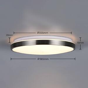 Trio Lighting Stropné LED svetlo Fena, matný nikl, Ø 38 cm, kov, IP44, Hliník / sivá / zinok, Kúpeľňa, kov, Moderný, Závesné svietidlo