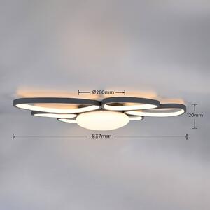 Trio Lighting Stropné LED svetlo Amelio, čierne, 85 cm, diaľkové ovládanie, Biela / opálová, Obývacia izba / jedáleň, Plast, Moderný