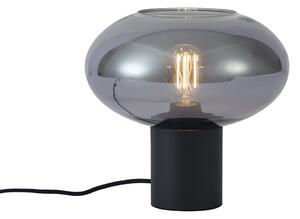 Dizajnová stolná lampa čierna s dymovým sklom - Umbrella