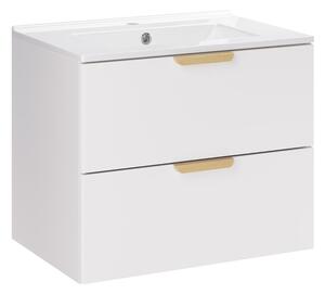 Comad Závesná kúpeľňová skrinka Aster Lava so zápustným umývadlom 60 cm biela