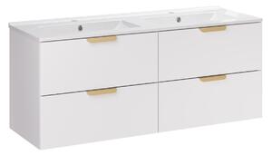 Comad Závesná skrinka Aster Lava so zápustnými umývadlami 120 cm biela