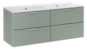 Comad Závesná skrinka Aster Lava so zápustnými umývadlami 120 cm zelená/biela