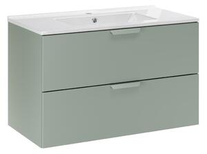 Comad Závesná skrinka Aster Lava so zápustným umývadlom 80 cm zelená/biela