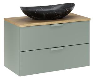 Comad Závesná skrinka Aster Lena s umývadlom 80 cm zelená/dub cremona