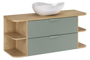 Comad Závesná skrinka Aster Ovalia Cloud s umývadlom 120 cm dub cremona/zelená