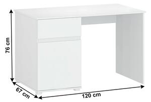 TEMPO PC stôl 1D1S/120, biely lesk, LINDY