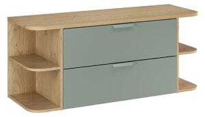 Comad Závesná skrinka pod umývadlo Aster Ovalia s doskou 120 cm dub cremona/zelená