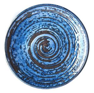 Modrý keramický tanier Mij Copper Swirl, ø 25 cm