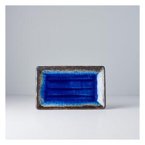 Modrý keramický servírovací tanier MIJ Cobalt, 21 x 13 cm