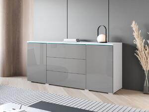 Mirjan24 Komoda Sawoti 150, Farby: biela / šedý lesk, Osvetlenie: osvetlenie LED RGB - farebné 5903211457357