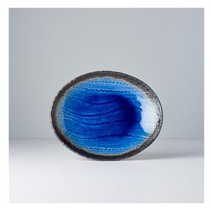 Modrý keramický oválny tanier MIJ Cobalt, 24 x 20 cm
