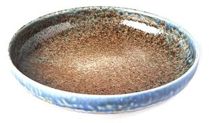 Béžovo-modrý keramický tanier so zdvihnutým okrajom MIJ Earth & Sky, ø 22 cm