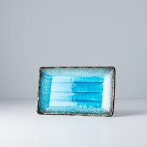 Modrý keramický servírovací tanier Mij Sky, 21 x 13,5 cm