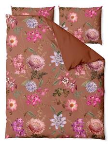 Terakotovohnedé obliečky na dvojlôžko z bavlneného saténu Selection Blossom, 200 x 200 cm