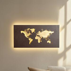 Lucande LED nástenné svetlo World, hrdzavá/zlatá, 60 cm x 30, Hnedá / hrdzavá, Obývacia izba / jedáleň, kov, Moderný