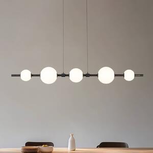 Lucande LED závesné svietidlo Tanira, čierna/biela, 140 cm, stmievateľné, Čierna, Obývacia izba / jedáleň, kov, Moderný