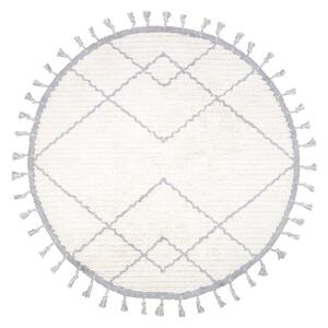 Bielo-sivý bavlnený ručne vyrobený koberec Nattiot Come, ø 120 cm
