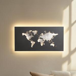 Lucande LED nástenné svetlo World, antracitová/strieborná, 60 cm x 30, Čierna, Obývacia izba / jedáleň, kov, Moderný