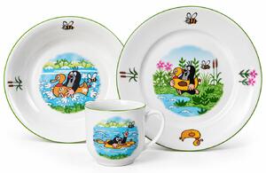 Detská porcelánová tanierová súprava Krtko – kačička, 3-dielna (Darčekové balenie)