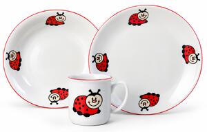 Detská porcelánová tanierová súprava Lienka, 3-dielna (Darčekové balenie)