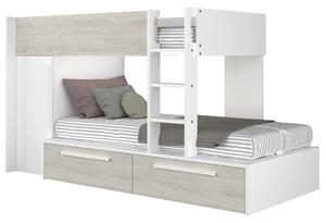 Poschodová posteľ so skriňou EMMET I pínia cascina/biela, 90x200 cm