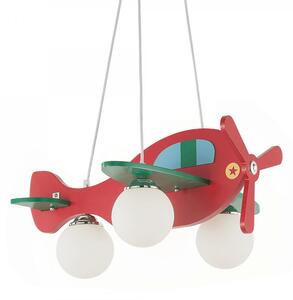 Ideal Lux 136318 detské závesné svietidlo Avion-1 3x40W | E14 - motív lietadlá, červená