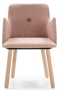 Ružová jedálenská stolička s nohami z dreva kaučukovníka Marckeric Aruba